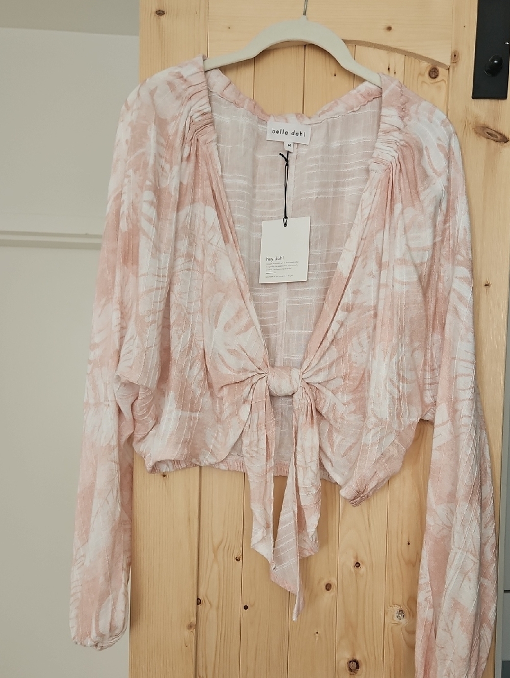 Linen Tie Front Top (Size M) - NWT